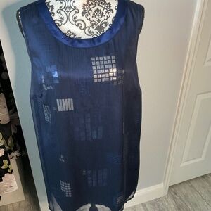 Sleeveless navy blue blouse